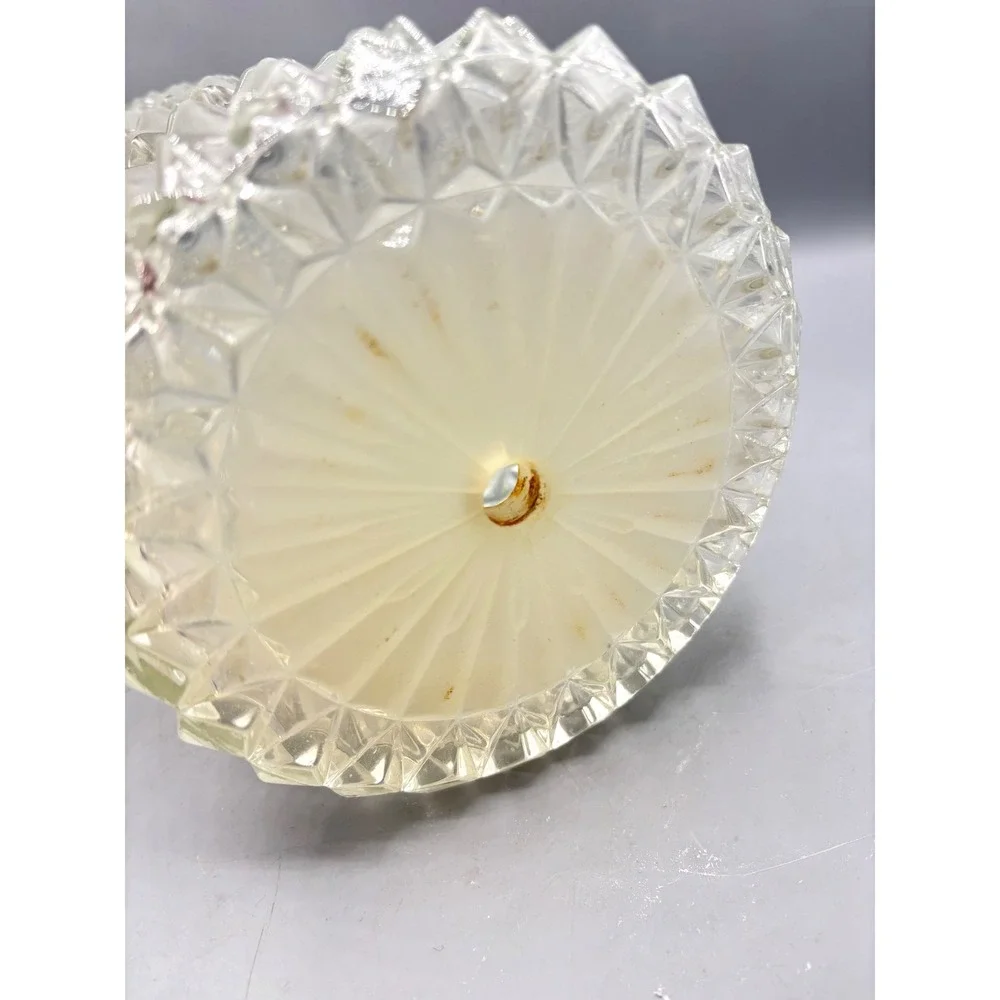 Vtg‎ Frosted Glass Cylinder Lamp Shade Diamond Prism Geometric 13.5 Inch